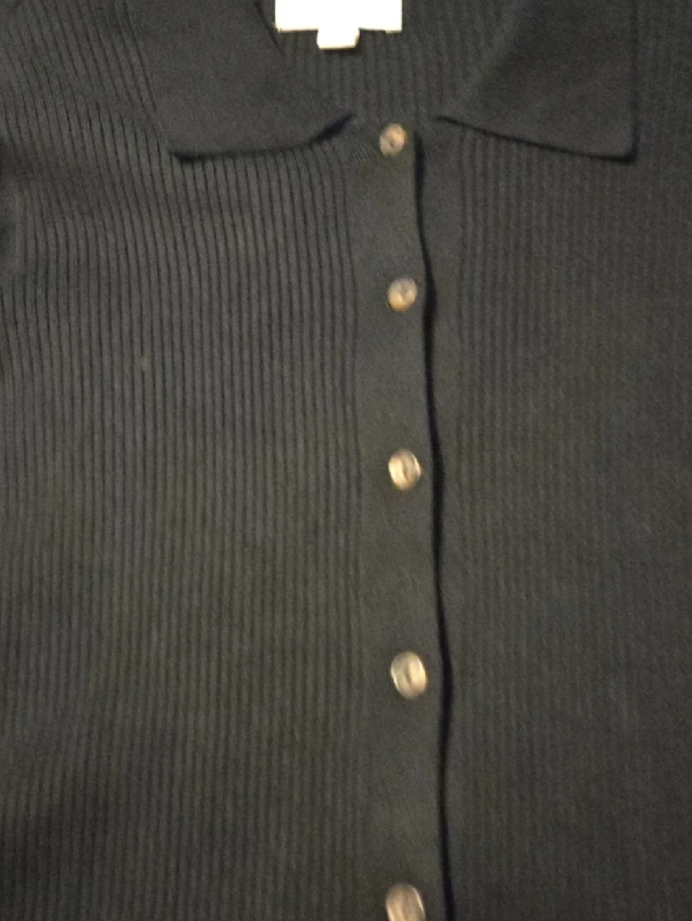 Marled Black Ribbed Button-Front Cardigan - Picture 2 of 5